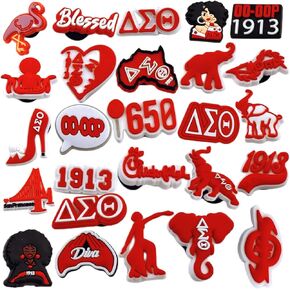 26 قطعة من أحذية نادي نسائي أحمر لتزيين الأحذية من مادة PVC للصنادل وأساور المعصم والأساور للفتيات والأولاد والنساء والرجال البالغين لصالح الحفلات in Kuwait