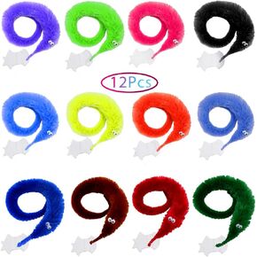 Shyflpopo 12 Pcs Magic Worms Twisty Worms Wiggly Worms Fuzzy Worms on a String Kid Party Favors 12 Colors