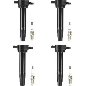 Ignition Coil Pack + Iridium Spark Plugs for 07 Chrysler Sebring 2.4L, 07-12 Dodge Caliber 2.0L, 07-09 1.8L, 07 11 2.4L, 11-17 Journey, 07-17 Jeep Compass Patriot, UF502 IGN343 C1522 5C1565, 4 Sets