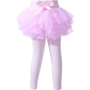 Baby Toddler Girls' Tutu Leggings Tulle Ruffle Skirted Pants Footless Tights (4T-5T) Pink