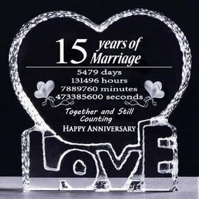 YWHL 10 Year Crystal 10th Wedding Anniversary Paperweight Keepsake Gift for Her Wife Girlfriend Him Husband