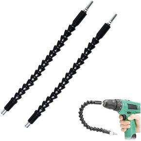 2Pcs Flexible Drill Bit Extension, 11.7 Screwdriver Superbit 1/4" All-angle Bendable Shaft, Inch Universal Socket Tool Bit Attachment Holder Driver