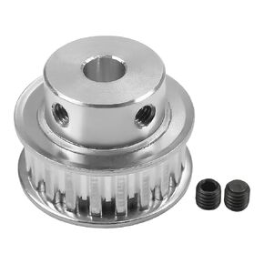 Fielect Aluminium Alloy XL 20 Teeth 8mm Inner Bore Diameter Timing Belt Pulley Flange Synchronous Wheel Silver Tone for 3D Printer CNC 1Pcs