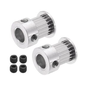 MECCANIXITY 20 Teeth 8mm Bore Timing Pulley Synchronous Wheel Silver, for 3D Printer Belts, CNC Machine, Pack of 5