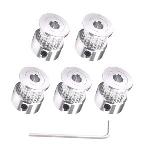 6PCS Aluminum 20Teeth GT2 Timing Belt Pulley 5mm Bore 6mm Width, Synchronous Wheel for 3D Printer Width 6mm Timing Belt and M4 Wrench, for RepRap 3D Printer Prusa I3