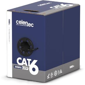 CAT6 Ethernet Cable, 1000ft, 23AWG Solid Bare Copper, Unshielded Twisted Pairs(UTP), 550MHz, ETL Listed &CMR Riser Rated, Indoor, Bulk Ethernet Cable, Pull Box -Black