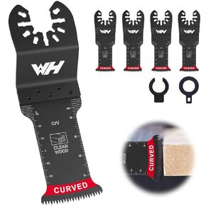 Japanese Tooth Oscillating Tool Blade, Arc Edge Oscillating Saw Blades Clean Cut for Wood, Plastic, Universal Power Multitool Blades Kits, 4PCS