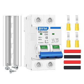 Mini DC Circuit Breaker, 2 Pole 500V 40 Amp Isolator for Solar PV System, Thermal Magnetic Trip, DIN Rail Mount DZ47 40A (2 Pack)