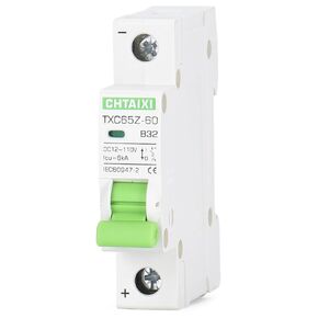 12V-110V DC Miniature Circuit Breaker, 10 Amp 1 Pole Battery Breaker Protector for Solar PV System and RV, Thermal Magnetic Trip, DIN-Rail/Surface Mount, Chtaixi DC Disconnect Switch B10