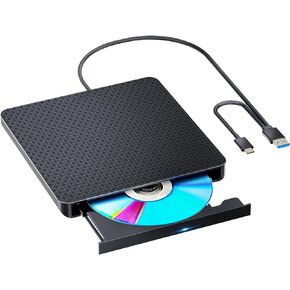External Compatible Bluray Player Read and Write Portable Burner Compatible with USB 3.0 and Type-C Port/Win 7-11/MAC OS Compatible for Reading BD/DVD/CD