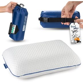 Travel & Camping Comfortable Memory Foam Pillow – Easy to Carry Portable Bag – Temperature Regulating Pillow Case - Perfect for Travelling (Grey)