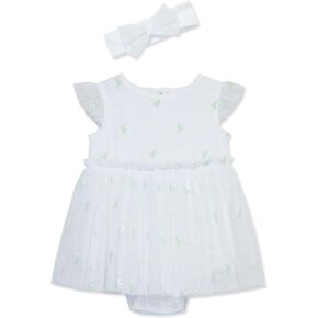 Little Me Clothes for Baby Girls' Popover Bodysuit Dress and Headband Set, 3-12 Months