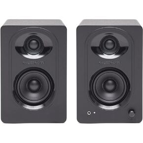 Samson SAM30 3-Inch Powered Studio Monitors Pair Featuring Polypropylene Woofer and 3/4-inch Silk-Dome Tweeter in MDF with Textured Vinyl Covering (Black)