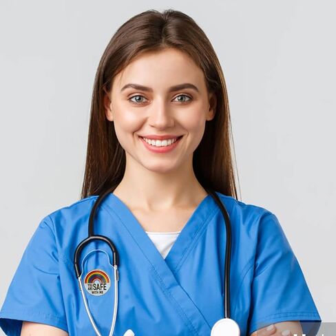 You Are Safe With Me، دبوس طية صدر السترة من المينا، دبوس فخر قوس قزح، دبوس بروش طالب الممرضة والطبيب، دبوس شارة لحقيبة ظهر القميص، قوس قزح، أرجواني in Saudi Arabia