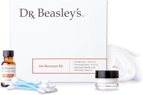 Dr. Beasley's Ink Remover Kit- Lifts & Cleans Ink from Leather. Includes Ink Remover 15ml, Finishing Cream 4ml, Microfiber Towel, and 10 Application Swabs in Saudi Arabia