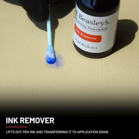 Dr. Beasley's Ink Remover Kit- Lifts & Cleans Ink from Leather. Includes Ink Remover 15ml, Finishing Cream 4ml, Microfiber Towel, and 10 Application Swabs in Saudi Arabia
