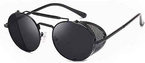 نظارات Demon Crowley Good Omens نظارات شمسية دائرية معدنية ريترو للرجال إكسسوارات تنكرية باللون الأسود مقاس X-Large in Saudi Arabia