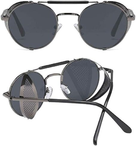 نظارات Demon Crowley Good Omens نظارات شمسية دائرية معدنية ريترو للرجال إكسسوارات تنكرية باللون الأسود مقاس X-Large in Saudi Arabia