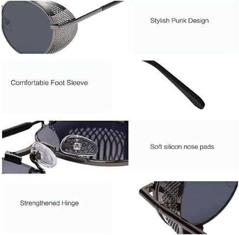 نظارات Demon Crowley Good Omens نظارات شمسية دائرية معدنية ريترو للرجال إكسسوارات تنكرية باللون الأسود مقاس X-Large in Saudi Arabia