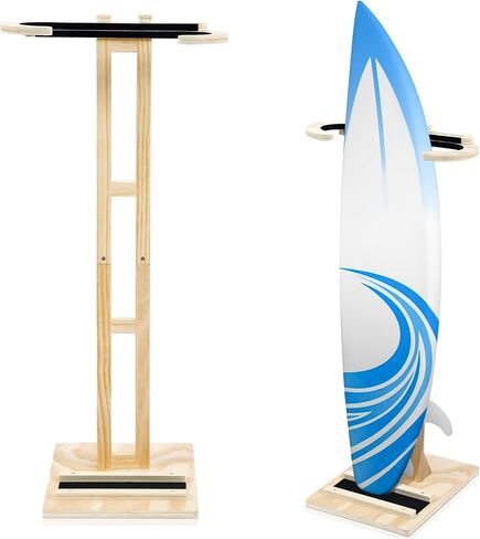 2 Set Surfboard Stand Freestanding Surfboard Rack Vertical Surfboard Holder with Floor Standing Design Stand up Indoor Surfboard Storage Wood Surfboard Display Rack for Shortboard Longboard in Saudi Arabia