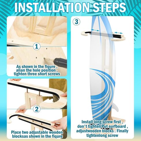2 Set Surfboard Stand Freestanding Surfboard Rack Vertical Surfboard Holder with Floor Standing Design Stand up Indoor Surfboard Storage Wood Surfboard Display Rack for Shortboard Longboard in Saudi Arabia