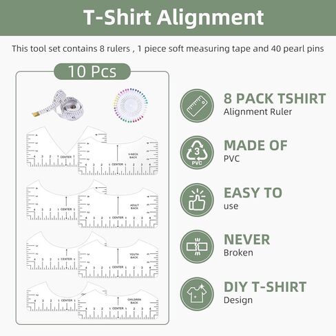 10 قطع دليل مسطرة التي شيرت - أدوات قياس التي شيرت للأطفال البالغين in Kuwait