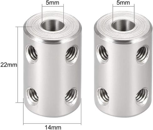 2pcs 6mm to 10mm Shaft Coupling Set Screw, D16mm x L22mm Stainless Steel Bore Rigid Shaft Coupler Joint Connector for 3D Printer,DIY Robots, CNC Machine,Motor Accessories in Saudi Arabia