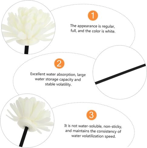 12 Pcs Stick Sola Flower Sticks Diffuser Replacement Fragrance Diffuser Sticks Flower Diffuser Essential Oil Flowers Pe Flower Rattan Sticks White Fresh Sesame Oil in Saudi Arabia