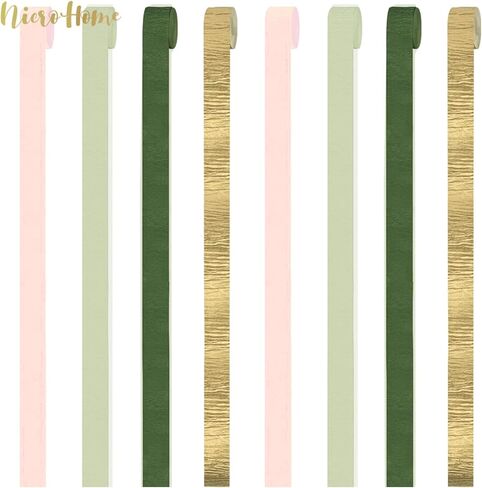 زخارف دش الزفاف من NICROHOME، 8 لفات من ورق الكريب الأخضر الوردي المريمية لحفلات استقبال المولود الجديد، وحفلات الزفاف، وحفلات الخطوبة، وديكورات حفلات أعياد الميلاد in Kuwait