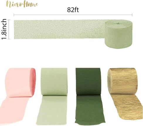 زخارف دش الزفاف من NICROHOME، 8 لفات من ورق الكريب الأخضر الوردي المريمية لحفلات استقبال المولود الجديد، وحفلات الزفاف، وحفلات الخطوبة، وديكورات حفلات أعياد الميلاد in Kuwait