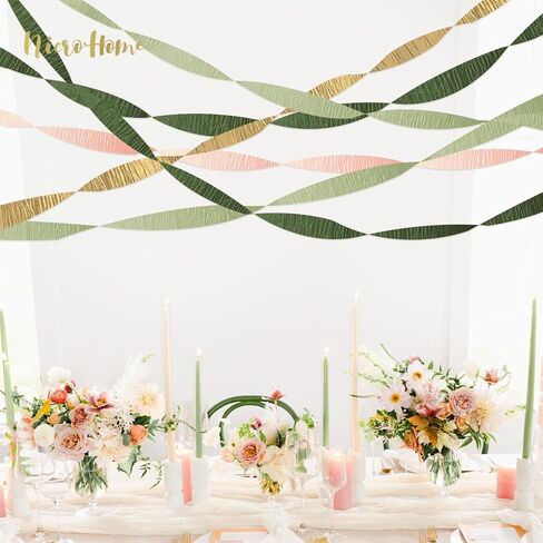 زخارف دش الزفاف من NICROHOME، 8 لفات من ورق الكريب الأخضر الوردي المريمية لحفلات استقبال المولود الجديد، وحفلات الزفاف، وحفلات الخطوبة، وديكورات حفلات أعياد الميلاد in Kuwait