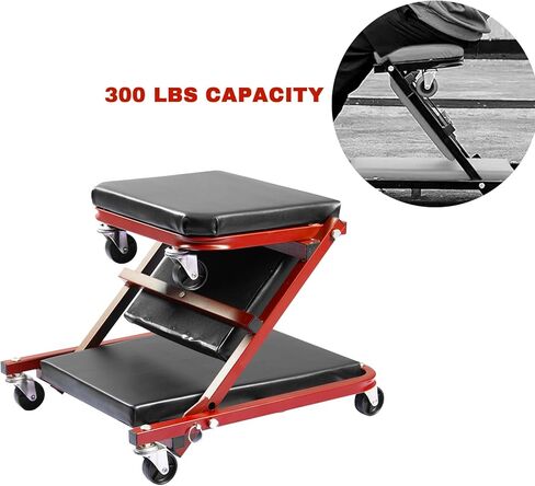 BHTOP ميكانيكي الزاحف، 300 رطل Z-الزاحف مقعد، 36 في 2 في 1 كرسي المرآب قابل للتعديل المتداول للطي سيارة الزاحف مع 6 قطع عجلات للمرآب، متجر، إصلاح السيارات، الاستلقاء أو الجلوس in Kuwait