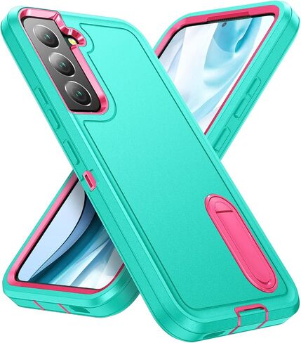 for Samsung Galaxy S22 Plus Case Galaxy S22+ Case with Kickstand 3-Layer Military Grade Protective Cover Silicone Rugged Shockproof for Galaxy S22 Plus S22+ Phone Case Red+Black in Saudi Arabia