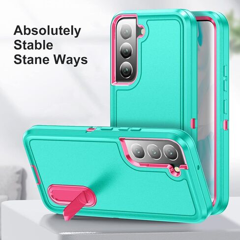 for Samsung Galaxy S22 Plus Case Galaxy S22+ Case with Kickstand 3-Layer Military Grade Protective Cover Silicone Rugged Shockproof for Galaxy S22 Plus S22+ Phone Case Red+Black in Saudi Arabia