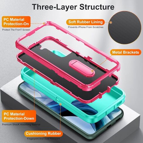 for Samsung Galaxy S22 Plus Case Galaxy S22+ Case with Kickstand 3-Layer Military Grade Protective Cover Silicone Rugged Shockproof for Galaxy S22 Plus S22+ Phone Case Red+Black in Saudi Arabia