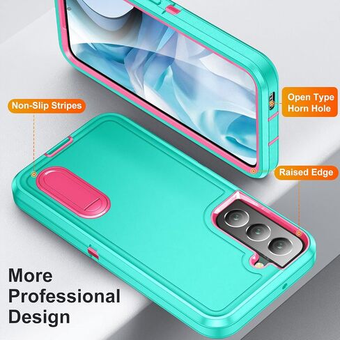 for Samsung Galaxy S22 Plus Case Galaxy S22+ Case with Kickstand 3-Layer Military Grade Protective Cover Silicone Rugged Shockproof for Galaxy S22 Plus S22+ Phone Case Red+Black in Saudi Arabia