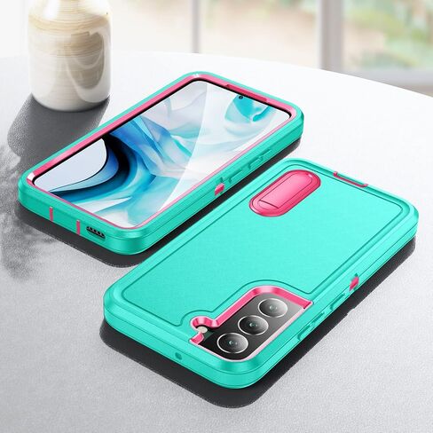 for Samsung Galaxy S22 Plus Case Galaxy S22+ Case with Kickstand 3-Layer Military Grade Protective Cover Silicone Rugged Shockproof for Galaxy S22 Plus S22+ Phone Case Red+Black in Saudi Arabia