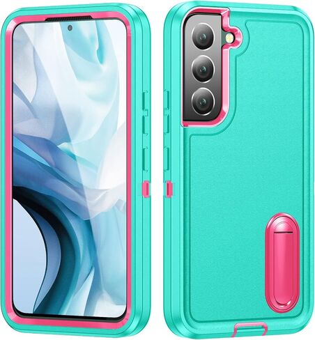 for Samsung Galaxy S22 Plus Case Galaxy S22+ Case with Kickstand 3-Layer Military Grade Protective Cover Silicone Rugged Shockproof for Galaxy S22 Plus S22+ Phone Case Red+Black in Saudi Arabia