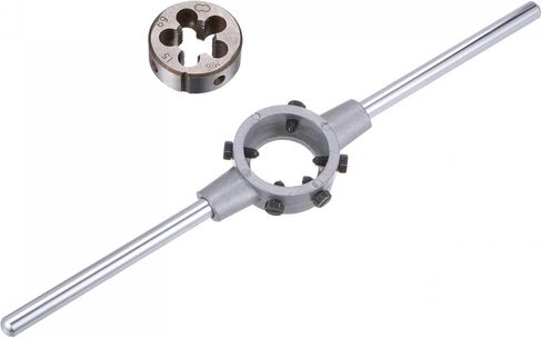uxcell Die Stock Handle Wrench Set, M16 x 1.5 Threading Round Die and 38mm (Fit M12-M16 Dies) Holder Adjustable Wrench Hand Tool in Saudi Arabia
