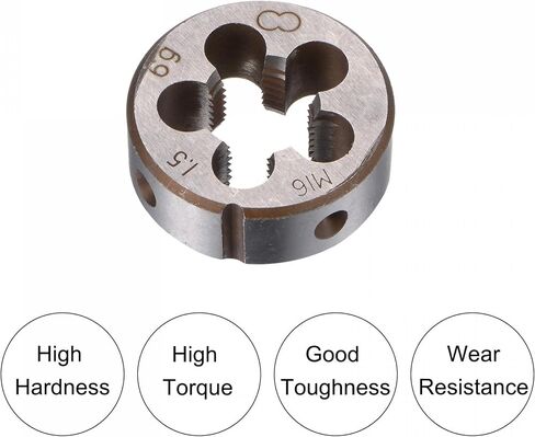 uxcell Die Stock Handle Wrench Set, M16 x 1.5 Threading Round Die and 38mm (Fit M12-M16 Dies) Holder Adjustable Wrench Hand Tool in Saudi Arabia