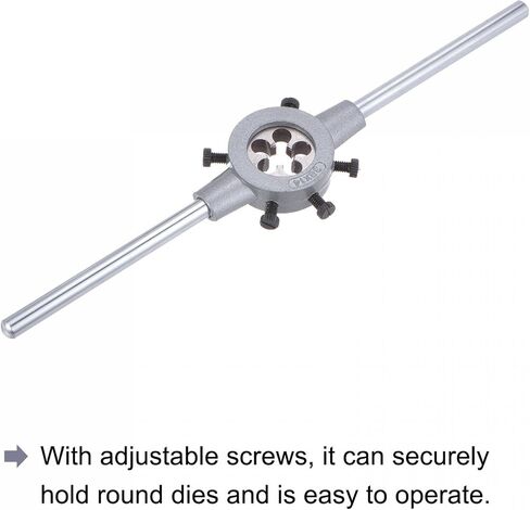 uxcell Die Stock Handle Wrench Set, M16 x 1.5 Threading Round Die and 38mm (Fit M12-M16 Dies) Holder Adjustable Wrench Hand Tool in Saudi Arabia