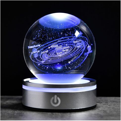 3D Laser Etched Eagle Crystal Ball Night Light, Eagle Figurine Lamp with Color Changing LED Stand, Eagle Statue Carving Glass Sphere Decorative Balls Paperweight Gift for Women Kids(3.15 in) in Saudi Arabia