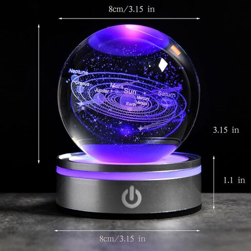 3D Laser Etched Eagle Crystal Ball Night Light, Eagle Figurine Lamp with Color Changing LED Stand, Eagle Statue Carving Glass Sphere Decorative Balls Paperweight Gift for Women Kids(3.15 in) in Saudi Arabia