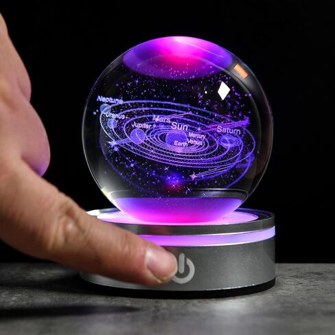 3D Laser Etched Eagle Crystal Ball Night Light, Eagle Figurine Lamp with Color Changing LED Stand, Eagle Statue Carving Glass Sphere Decorative Balls Paperweight Gift for Women Kids(3.15 in) in Saudi Arabia