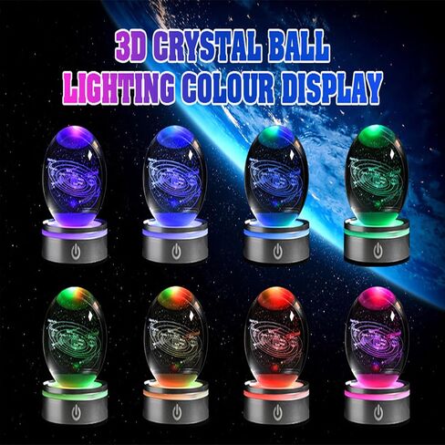 3D Laser Etched Eagle Crystal Ball Night Light, Eagle Figurine Lamp with Color Changing LED Stand, Eagle Statue Carving Glass Sphere Decorative Balls Paperweight Gift for Women Kids(3.15 in) in Saudi Arabia