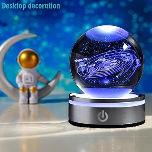 3D Laser Etched Eagle Crystal Ball Night Light, Eagle Figurine Lamp with Color Changing LED Stand, Eagle Statue Carving Glass Sphere Decorative Balls Paperweight Gift for Women Kids(3.15 in) in Saudi Arabia