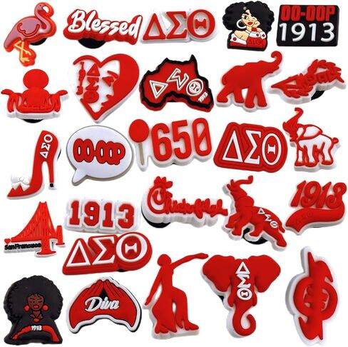 26 قطعة من أحذية نادي نسائي أحمر لتزيين الأحذية من مادة PVC للصنادل وأساور المعصم والأساور للفتيات والأولاد والنساء والرجال البالغين لصالح الحفلات in Kuwait