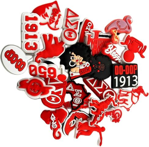 26 قطعة من أحذية نادي نسائي أحمر لتزيين الأحذية من مادة PVC للصنادل وأساور المعصم والأساور للفتيات والأولاد والنساء والرجال البالغين لصالح الحفلات in Kuwait