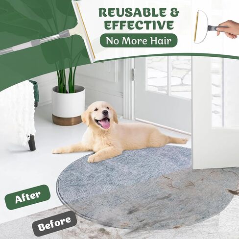 Pet Hair Remover Bundle, Reusable Carpet Rake with Telescopic Handle for Dog Hair Remover, Easy Cat Hair Remover & Durable Carpet Scraper Pet Hair Removal Broom for Couch Rugs in Kuwait