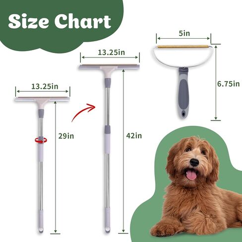 Pet Hair Remover Bundle, Reusable Carpet Rake with Telescopic Handle for Dog Hair Remover, Easy Cat Hair Remover & Durable Carpet Scraper Pet Hair Removal Broom for Couch Rugs in Kuwait